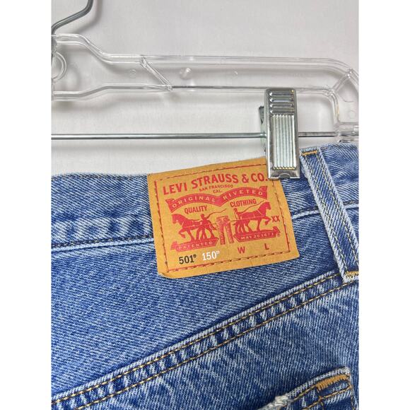 Levi's 501 Women's 28 Blue Anniversary Edition Button Fly Cut Off Denim Shorts - Picture 8 of 8